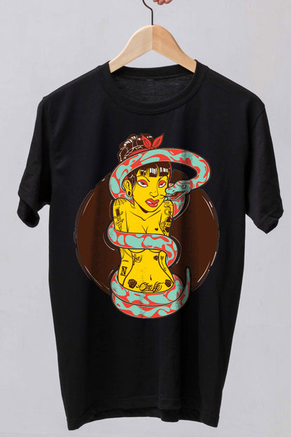 Simsun Crazy Girl with Snake Streetwear T-Shirt Design - The Official Dealers